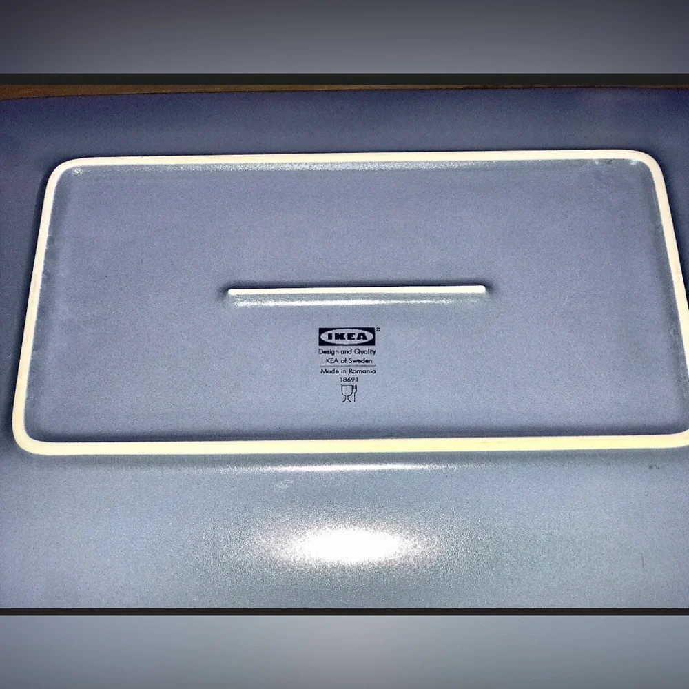 Discontinued Dinera Gray Fargrik IKEA of SWEDEN Rectangular Dinner Plate